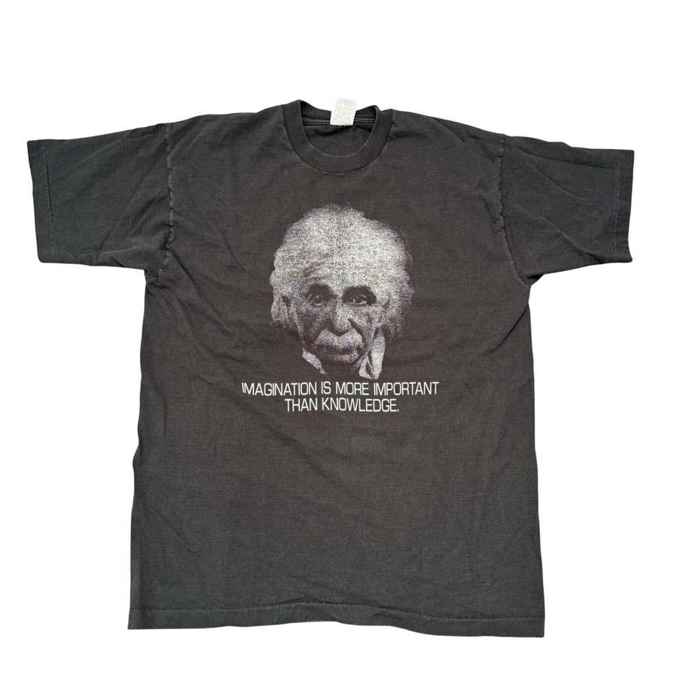 Vintage Albert Einstein Imagination Quote T-Shirt Fruit of the Loom XL Black